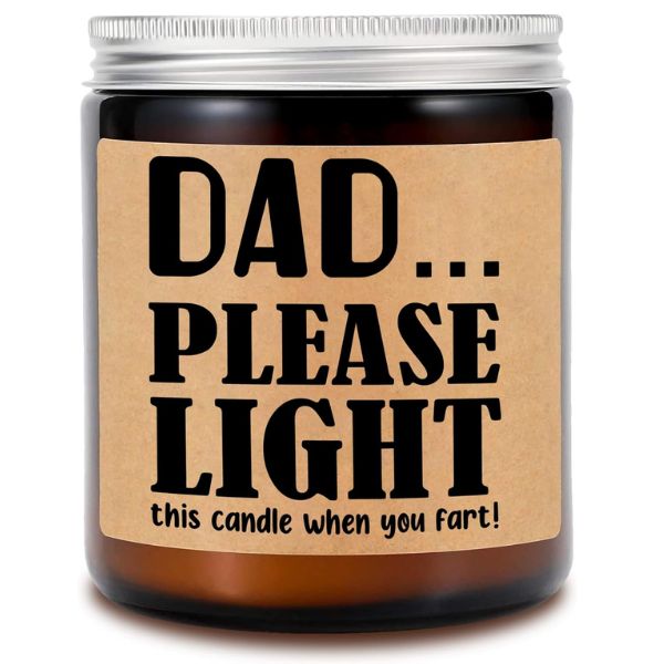 Humorous 'Light This Candle When You Fart' candle, playful dad gift
