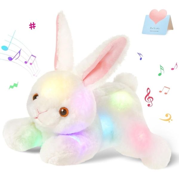 Light up Music Plush Bunny Stuffed Toy brings Easter cuddles and melodies to little ones.