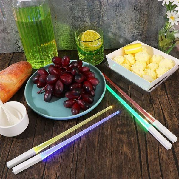 Illuminate your romantic dinner with Lightsaber Chopsticks, a humorous and unique choice for a memorable Valentine's celebration.