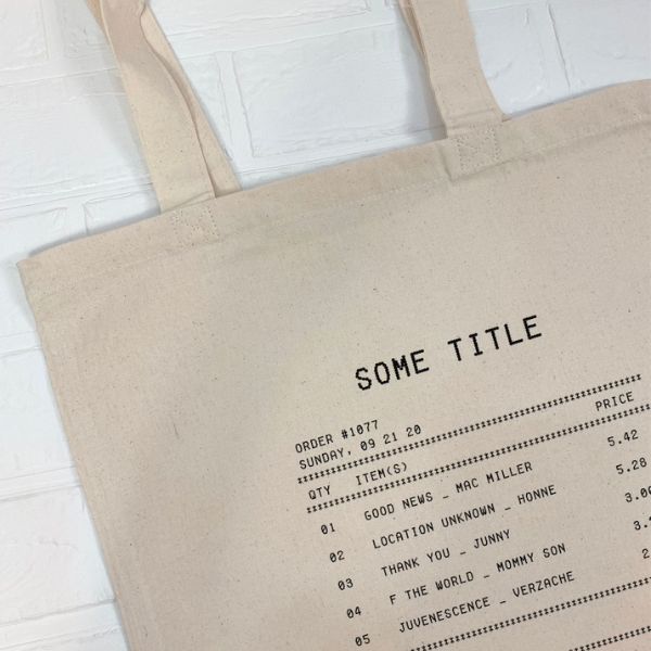 LikeJanuary Custom Song Tote Bag, a creative 2 year anniversary gift featuring your favorite song.