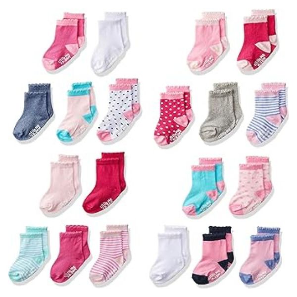 Little Me 0-12/12-24 Months Sock Pack, adorable foot fashion for Baby Day outfits.