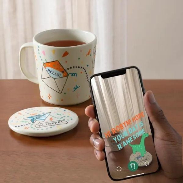 Long Distance Message Mug & Coaster - A heartwarming long-distance message mug and coaster set, a thoughtful gift for a faraway friend.