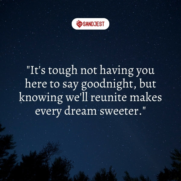 A distance-revealing nightscape symbolizing connection beyond miles with a long distance good night message.