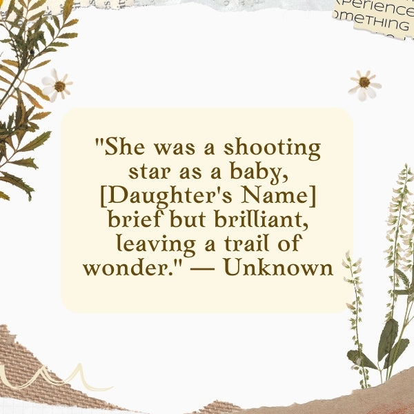 Loss of a baby daughter quotes with a whimsical floral background.