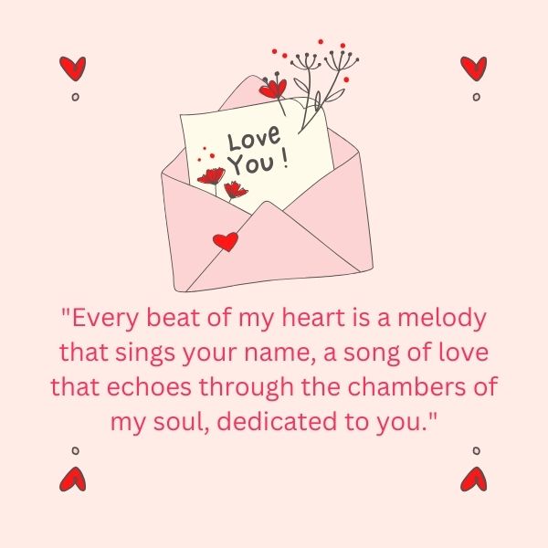 Heartfelt love quote on a romantic background with a love letter motif.