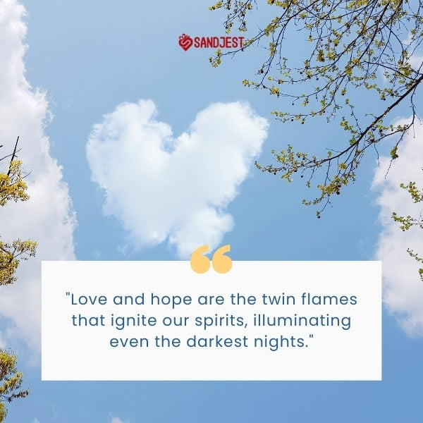A heart-shaped cloud in a clear blue sky epitomizes a love hope quote, representing love's boundless optimism.
