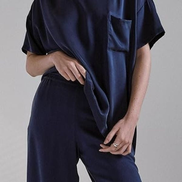 Elevate her comfort with the luxurious Lunya Washable Silk Tee Pant Set, a perfect anniversary gift for your wife.