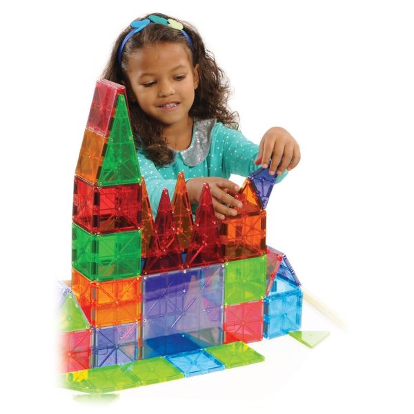 Kids engage in captivating play with the Magna-Tiles Set, a Valentine's gift that combines fun and education, fostering creativity and spatial awareness.