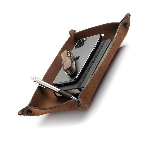 Organize his essentials in style with the Main Street Forge Leather Valet Tray, a sophisticated gift.