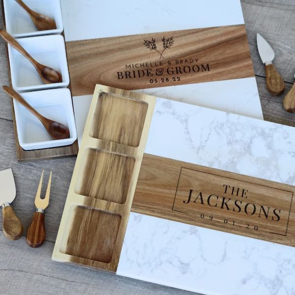 Marble Wood Charcuterie Board, a sophisticated 2 year anniversary gift for hosting and entertaining.