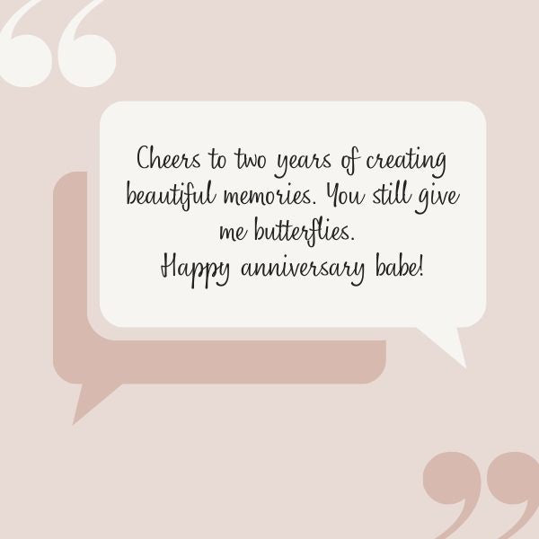 Anniversary quote bubble celebrating two years of beautiful memories ...