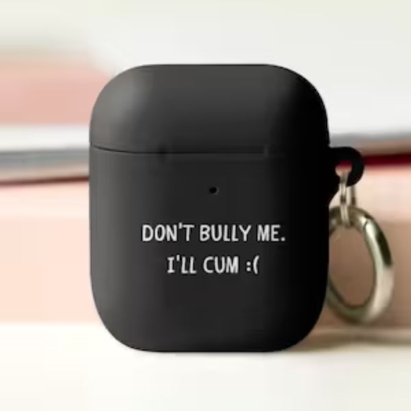 A close-up of the Meme-Engraved AirPods Case, showcasing a blend of style within the selection of Funny Gifts for Boyfriends.