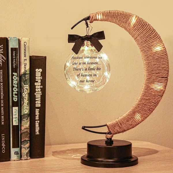 Serene Memorial Moon Lamp, a luminous addition to memorial gifts, casting a gentle glow