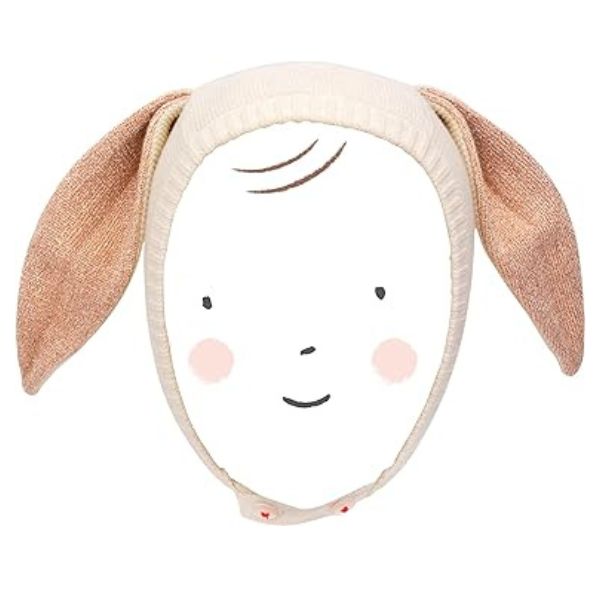 Meri Meri Peach Sparkle Bunny Baby Bonnet (Pack of 1), a charming accessory for Baby Day festivities.