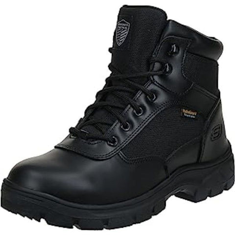 Black Leather Military Boots with Reinforced Toe