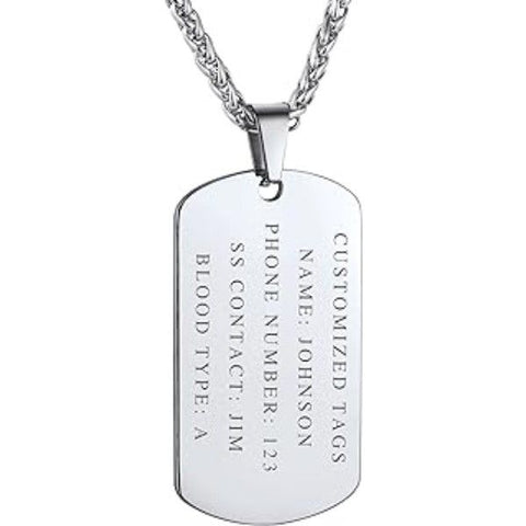 Military-Inspired Pendant Necklace with Chain