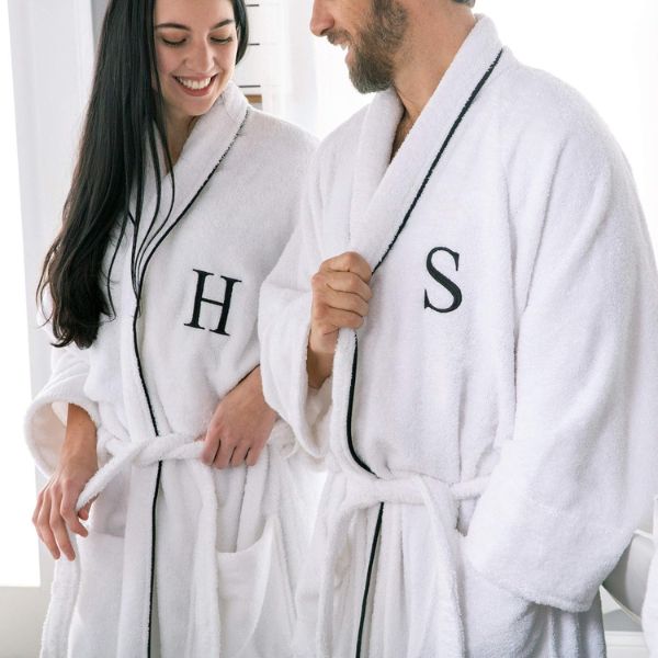 Monogrammed Bathrobes, a luxurious and personal wedding gift for friends.