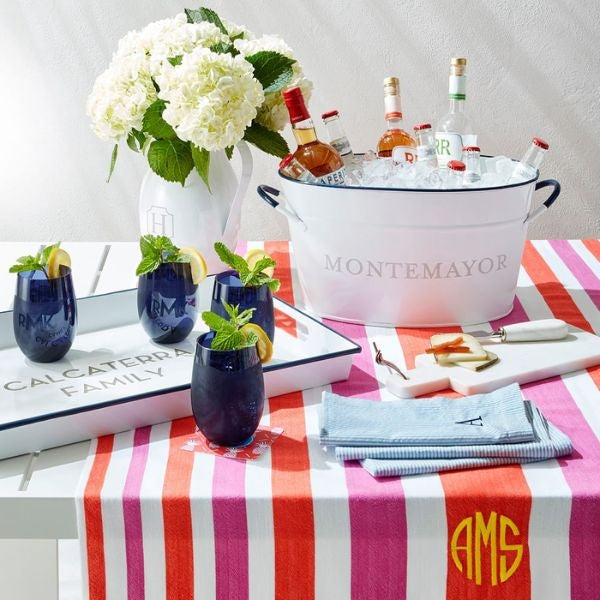 Monogrammed Beverage Tub, a personalized and stylish gift for boyfriends' parents, perfect for entertaining.