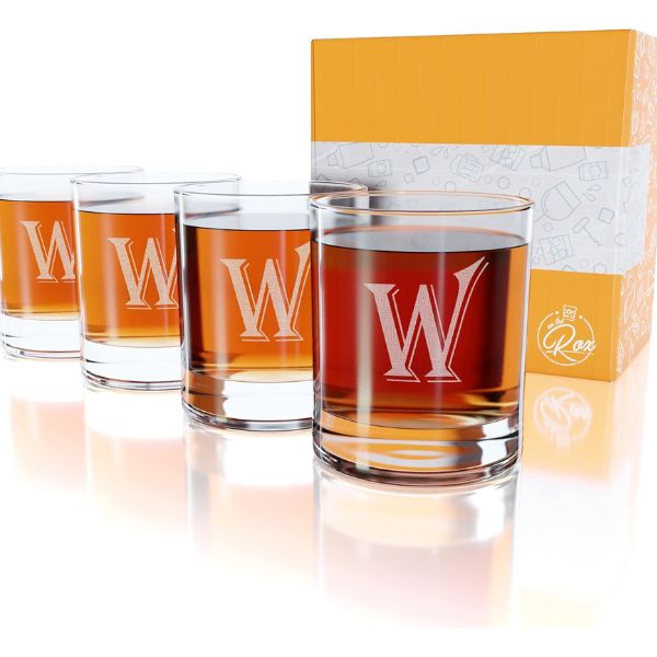 Elegant Monogrammed Whiskey Glasses, a sophisticated father's day gift for brothers.