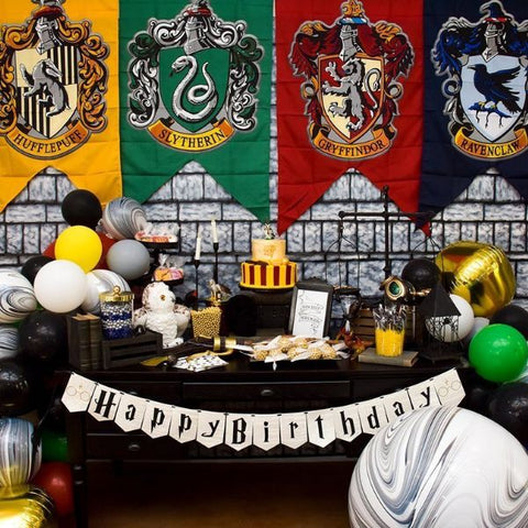 Harry Potter-themed decor for a magical adult birthday celebration.