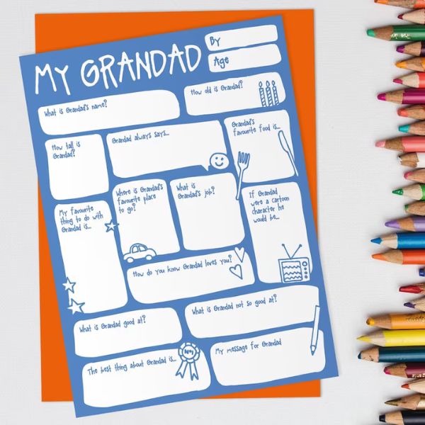Fill-in-the-Blank Card for Grandad - a personal touch to grandad birthday gifts.