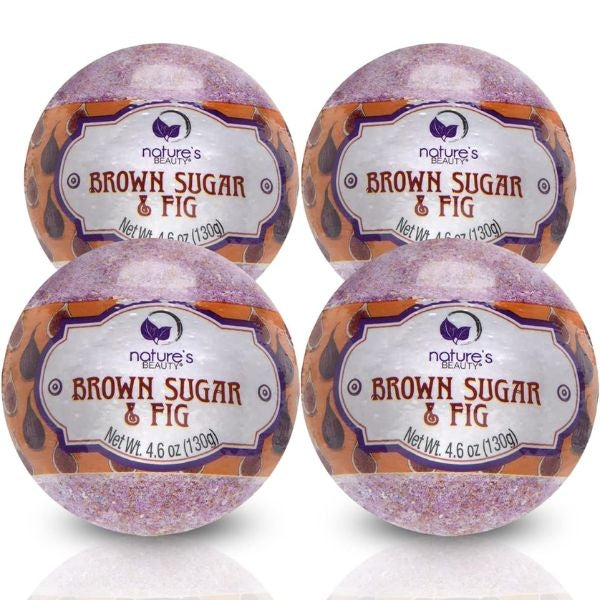 Nature's Beauty Brown Sugar & Fig Bath Bomb Multi-Pack for a luxurious bath.