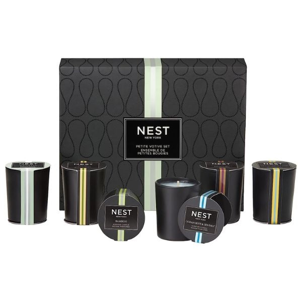 Nest New York petite scented votive candle set, a warm New Year's Eve hostess gift.