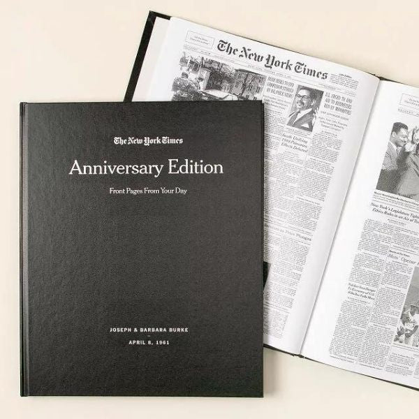 New York Times Anniversary Book compiles historical moments, a reflective 50th anniversary gift of world events.