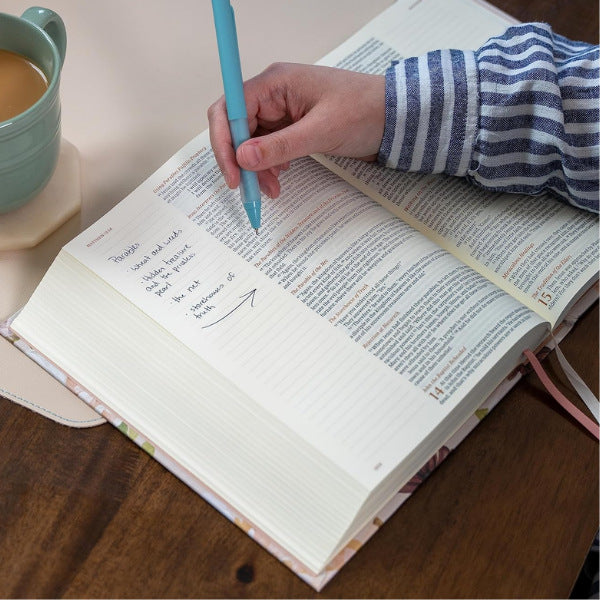 A notetaking Bible helps moms engage deeply with the Word of God and document their reflections