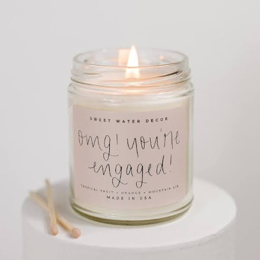 ‘OMG, You're Engaged!' Candle to set the mood for engagement celebrations.