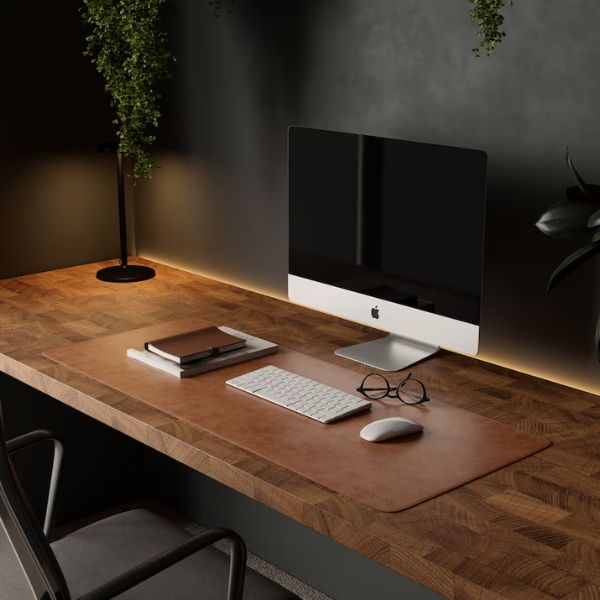 Elegant office leather desk mat, a stylish 6 month anniversary gift that keeps you in their thoughts.