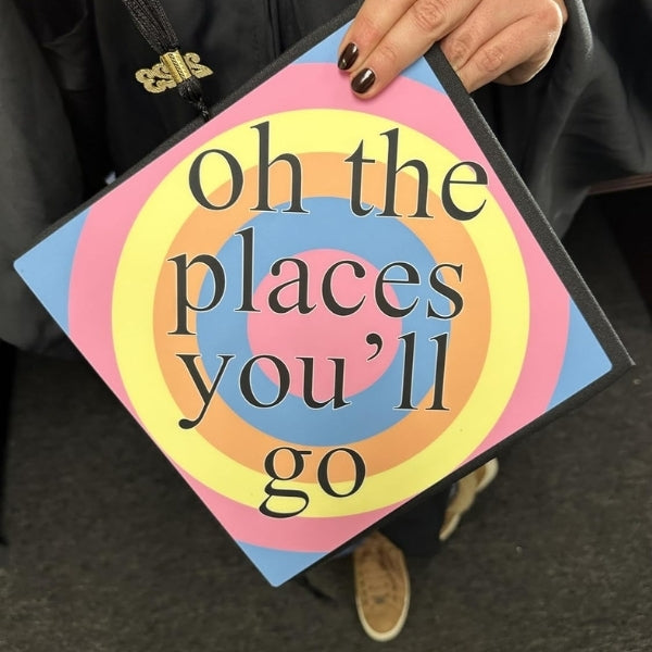 Oh, The Places You'll Go Graduation Cap features a whimsical graduation cap idea.