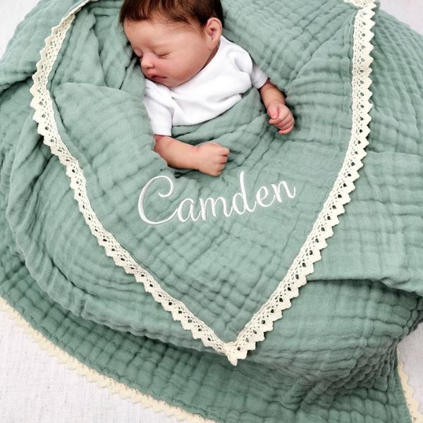 Wrap your baby girl in the organic luxury of the 100% Cotton Personalized Baby Blanket, a snug and personalized gift.
