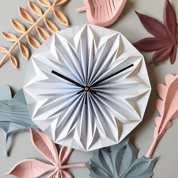 Origami Wall Clock, a stylish and modern 30th anniversary gift merging art with functionality.