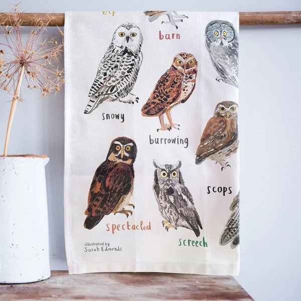 Owl Hooters Cotton Tea Towel adding fun to kitchen chores