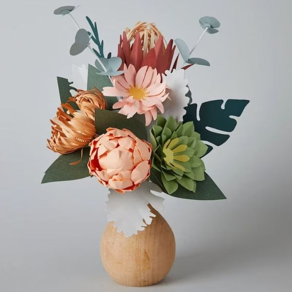 Paper Flower Bouquet and Vase, everlasting housewarming gifts for couples.