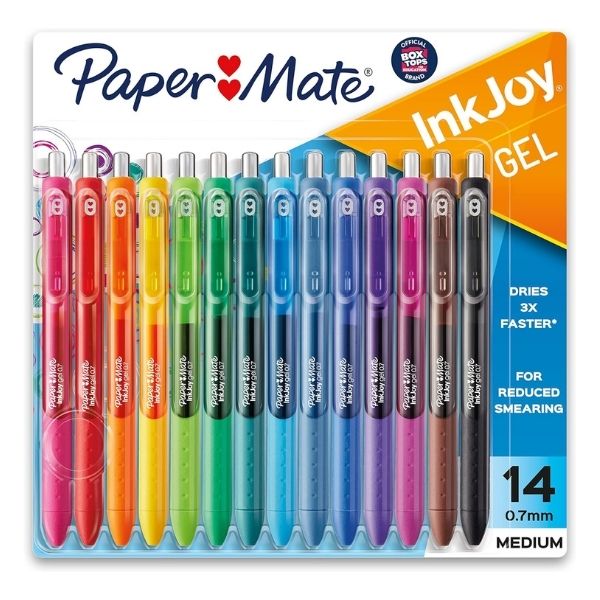Colorful Paper Mate InkJoy pens set as a practical teacher appreciation gift.