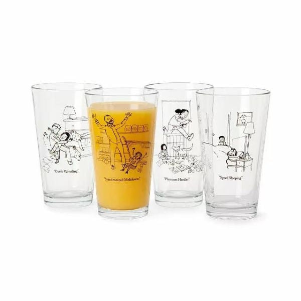 Parenting Championship pint glasses, a laughable Mother's Day gift.