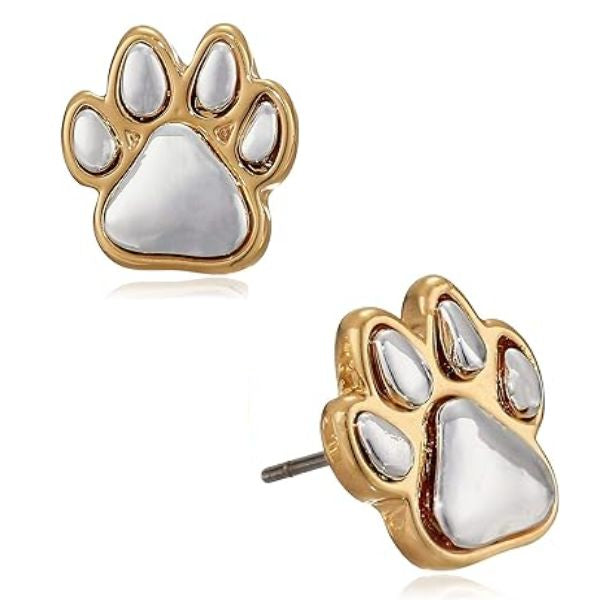 Charming paw print earrings, a stylish accessory for dog moms and their pet-inspired fashion.