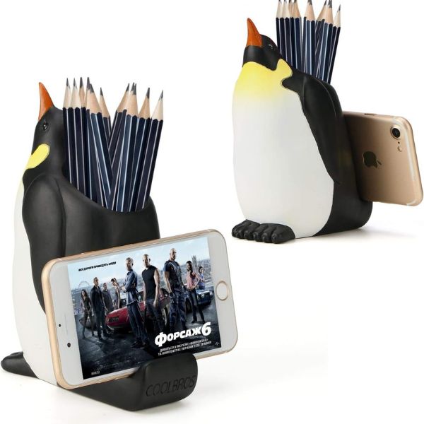 Penguin Pencil Cup keeps your desk organized with penguin flair.