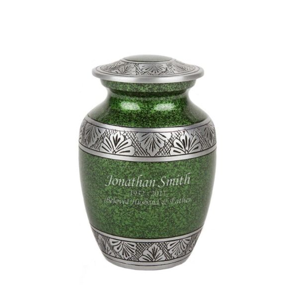 Green Lively Leaves Cremation Urn from Perfect Memorials, an elegant choice for memorial gifts.