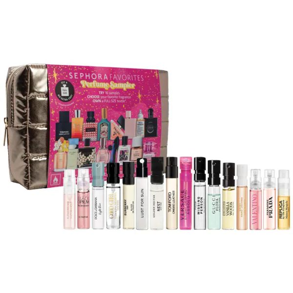 Perfume Sampler Set, a diverse collection of fragrances, an ideal anniversary gift for couples who love to explore scents.