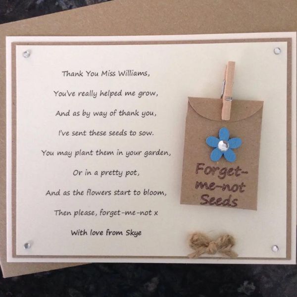 Personalised Thank You Poem Gift With Seeds, a heartwarming retirement gift for teachers.