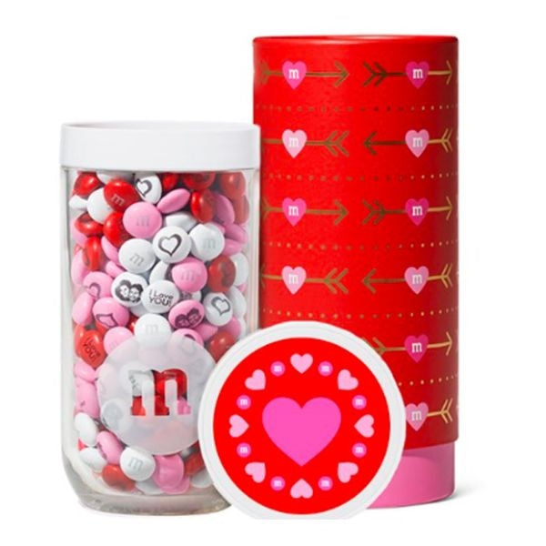Personalizable M&Ms Gift Jar a sweet and customized Valentine's Day treat for him