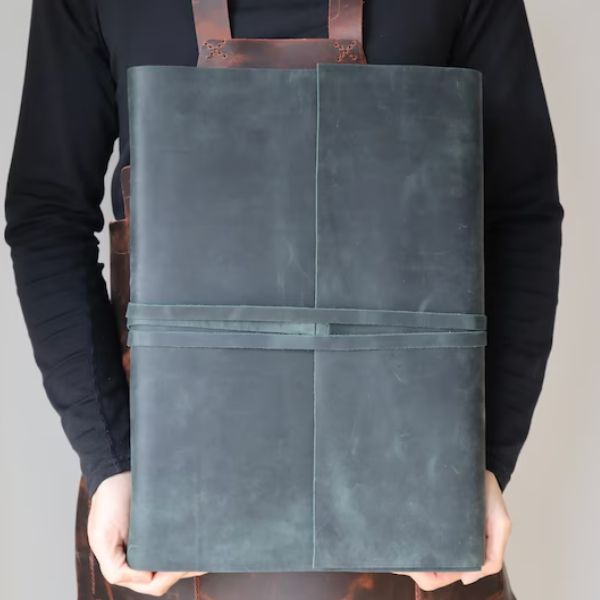 Personalized 17.5"X12.5" Extra Large Handmade Leather Sketchbook, a spacious canvas for architects' ideas.