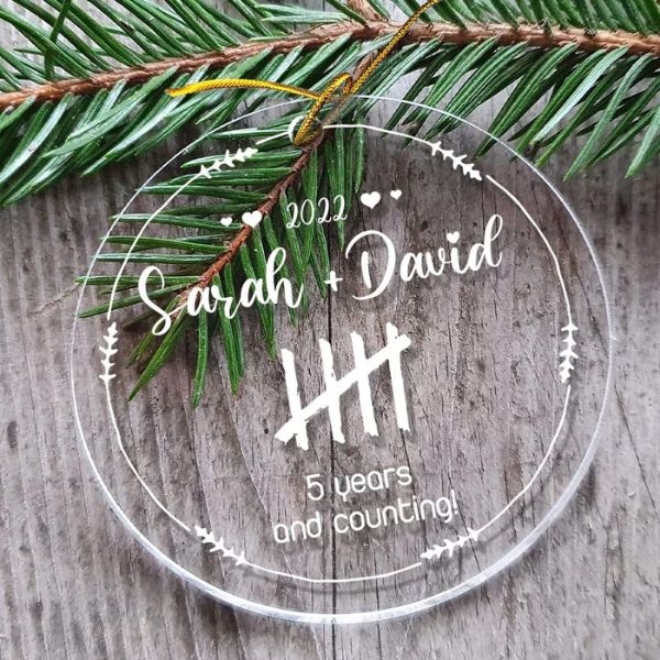 Capture the essence of love with this personalized acrylic ornament, the perfect anniversary gift for cherished memories.