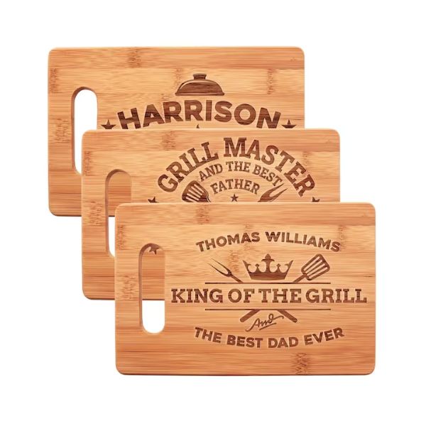A personalized cutting board is a functional and heartwarming 70th birthday gift for dad, perfect for a kitchen aficionado.