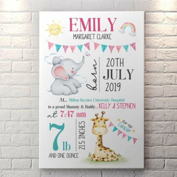 Personalized Canvas Baby Girl Stats For Nursery as a delightful addition to your baby girl's space.