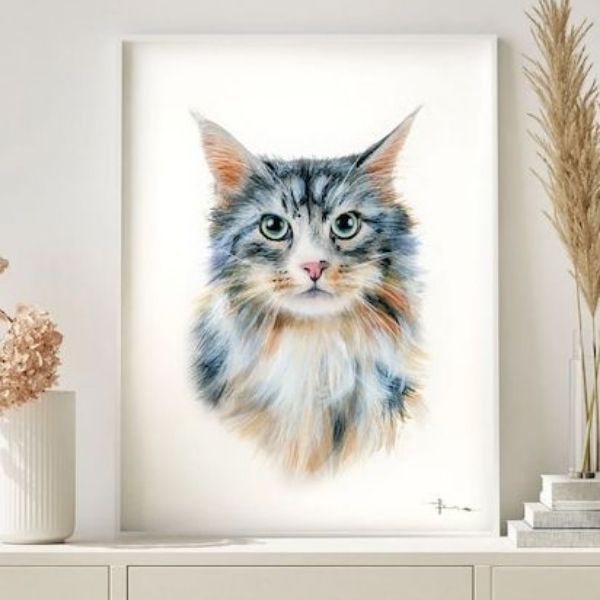 Immortalize the bond between a cat mom and her cherished pet with a Personalized Cat Portrait.