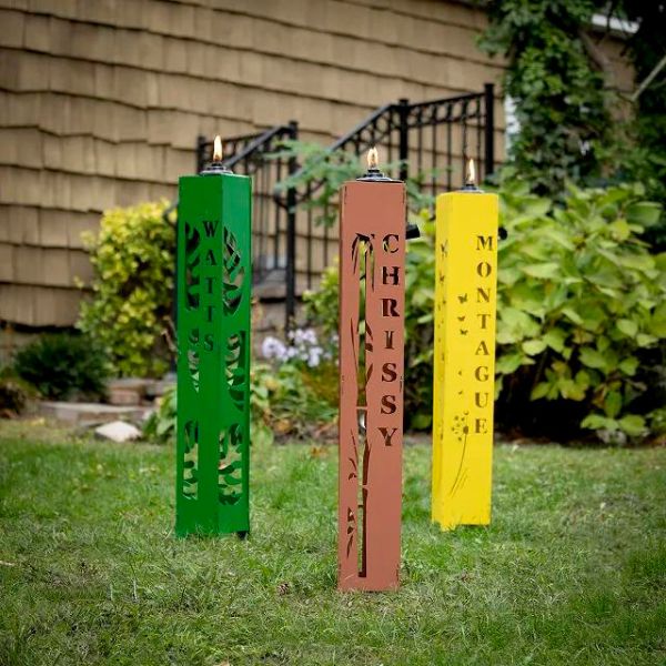 Personalized Citronella lantern, a personal touch to dad's garden ambiance.